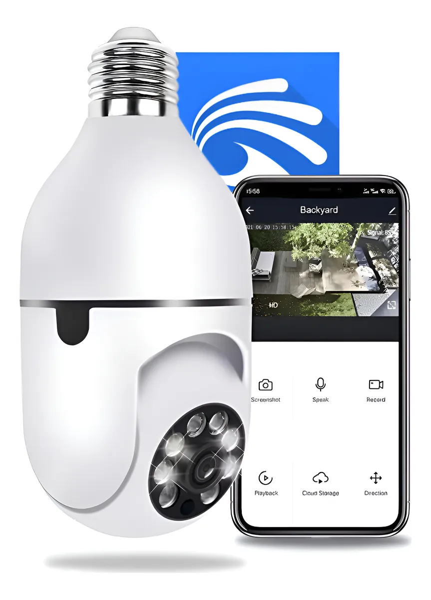 Câmera Lâmpada De Segurança Wifi Ip App Visão Noturna