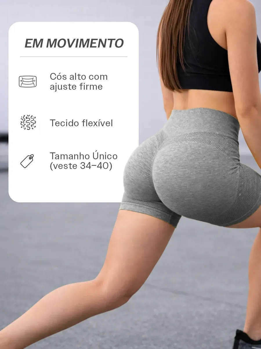 Shorts Fitness Feminino Cintura Alta com Efeito Modelador