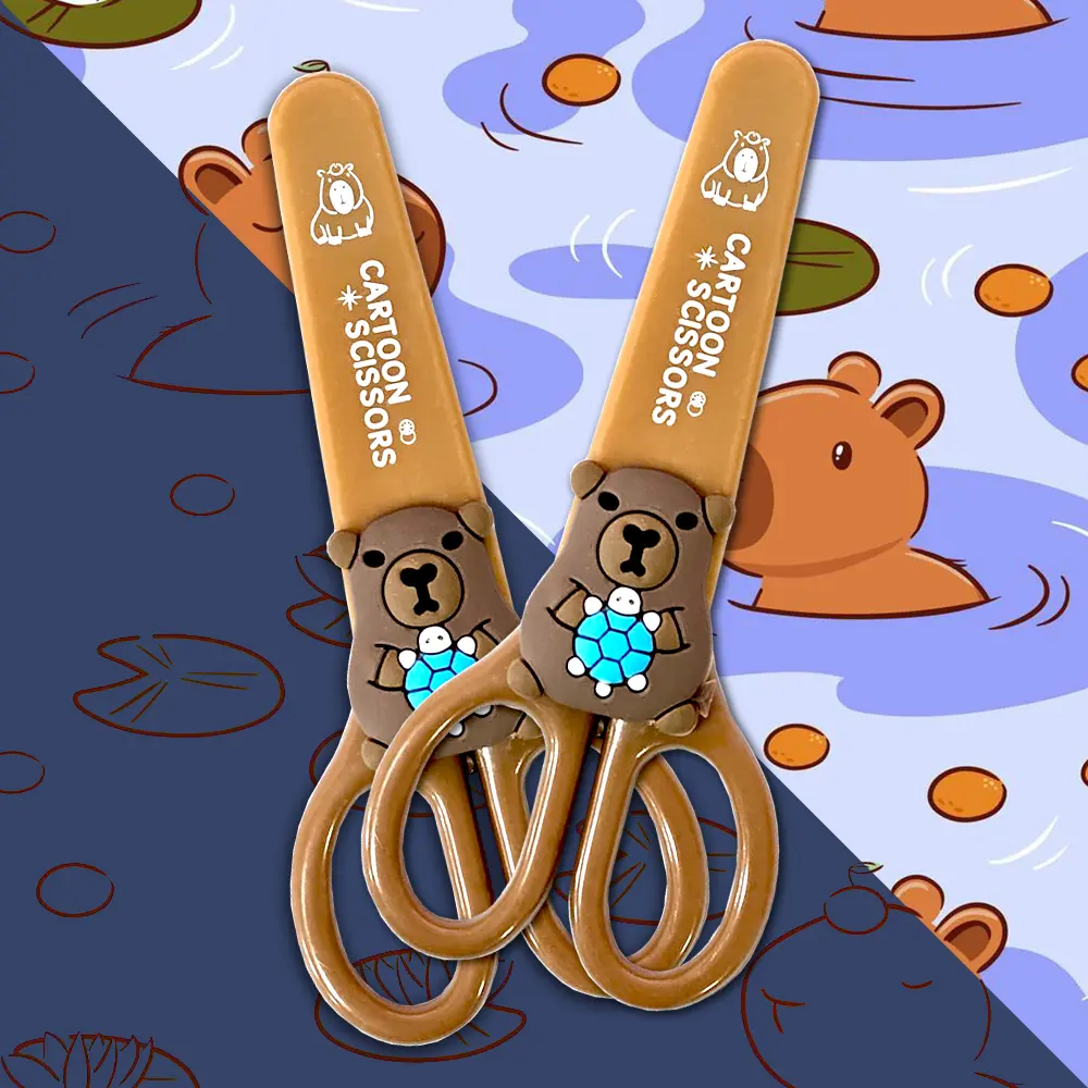 Tesoura Infantil Carpincho Sem Pontas Com Estojo Capivara
