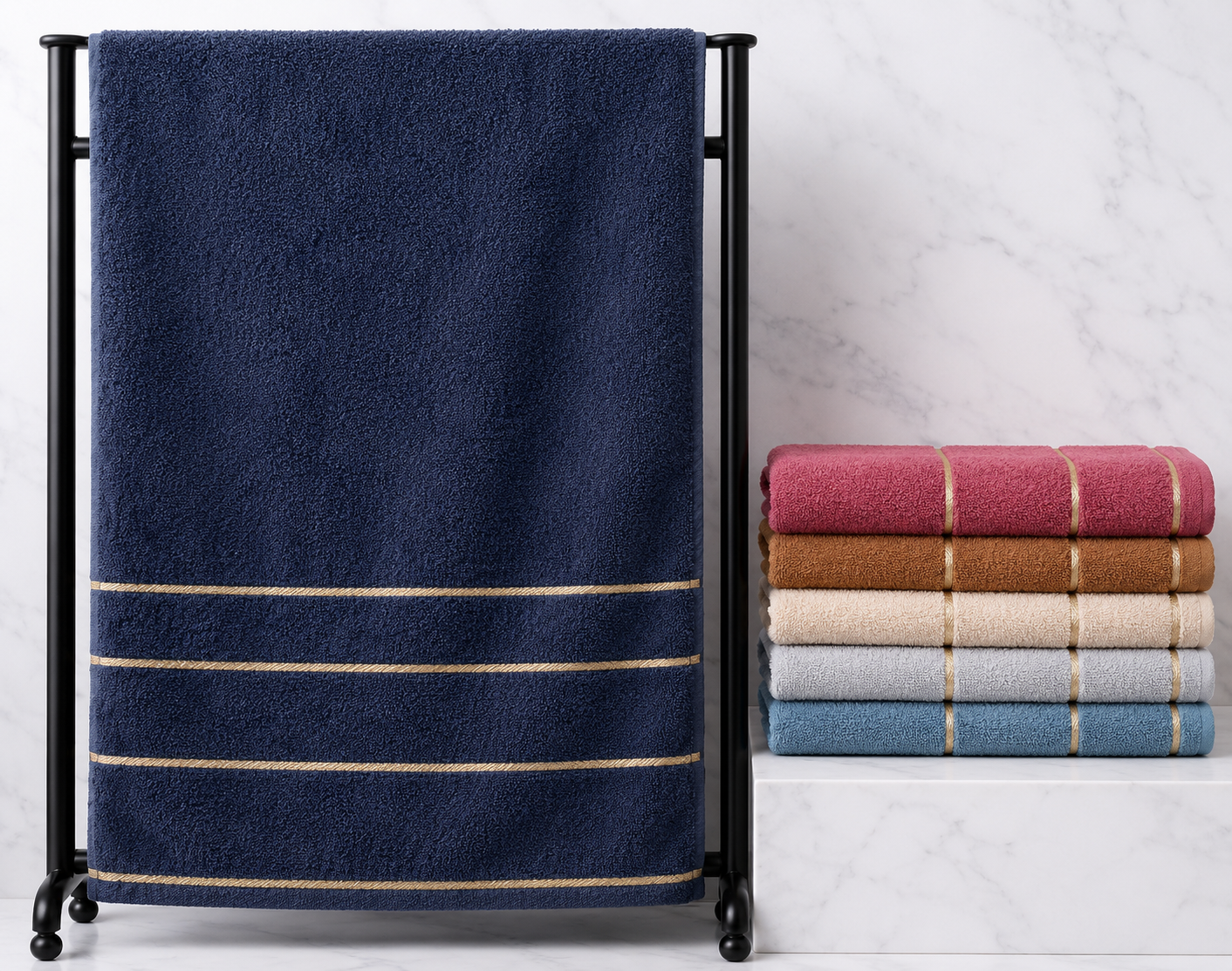Toalha de Banho 70 × 140 cm 400 g com Listras