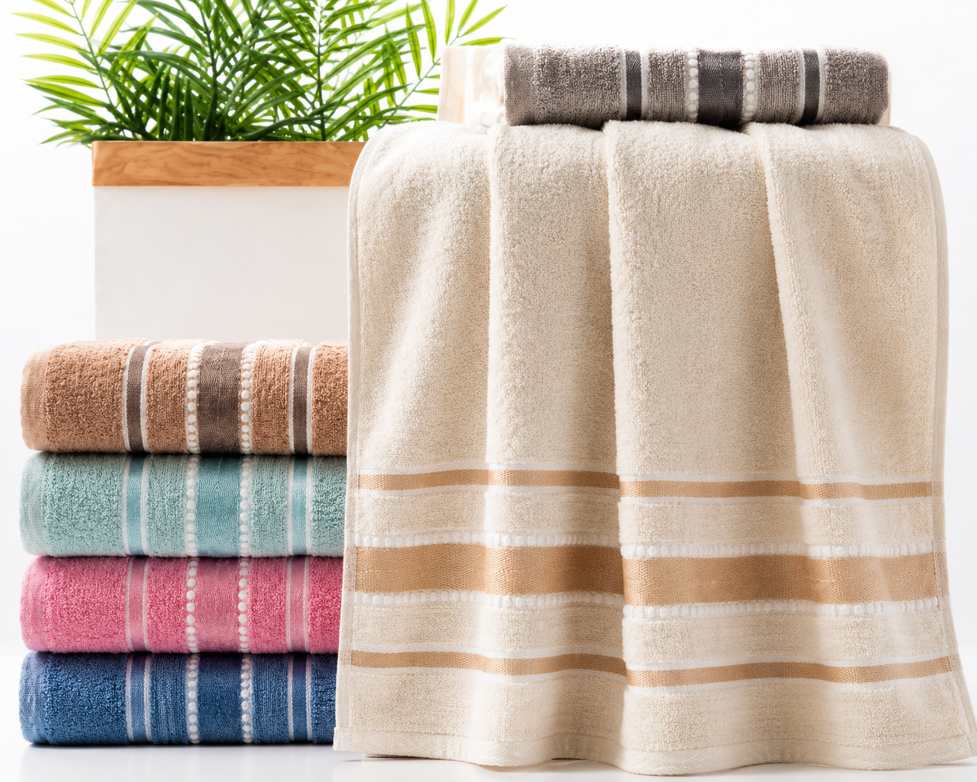 Toalha de Banho 70 × 140 cm com Faixas Decorativas