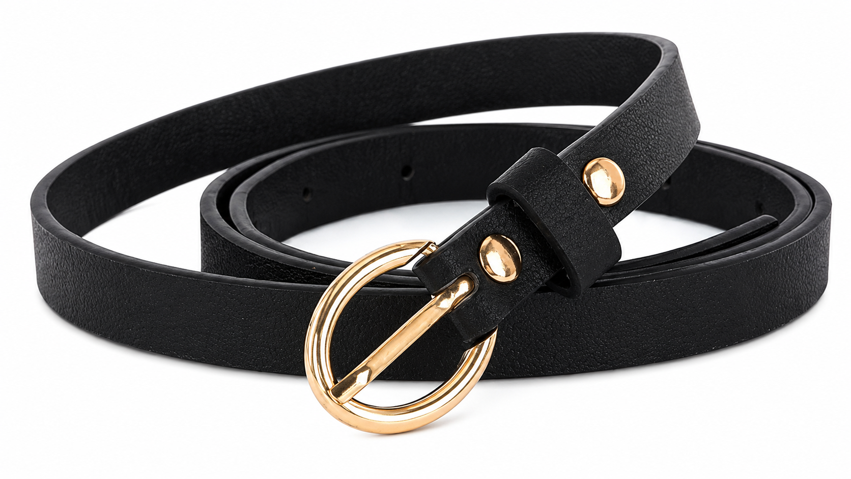 Cinto Feminino Fino com Fivela Dourada