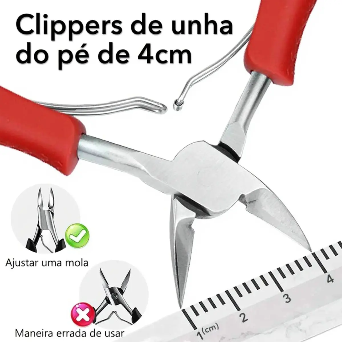 Alicate Profissional para Corte de Unhas Bico Curvo com Cabo Emborrachado