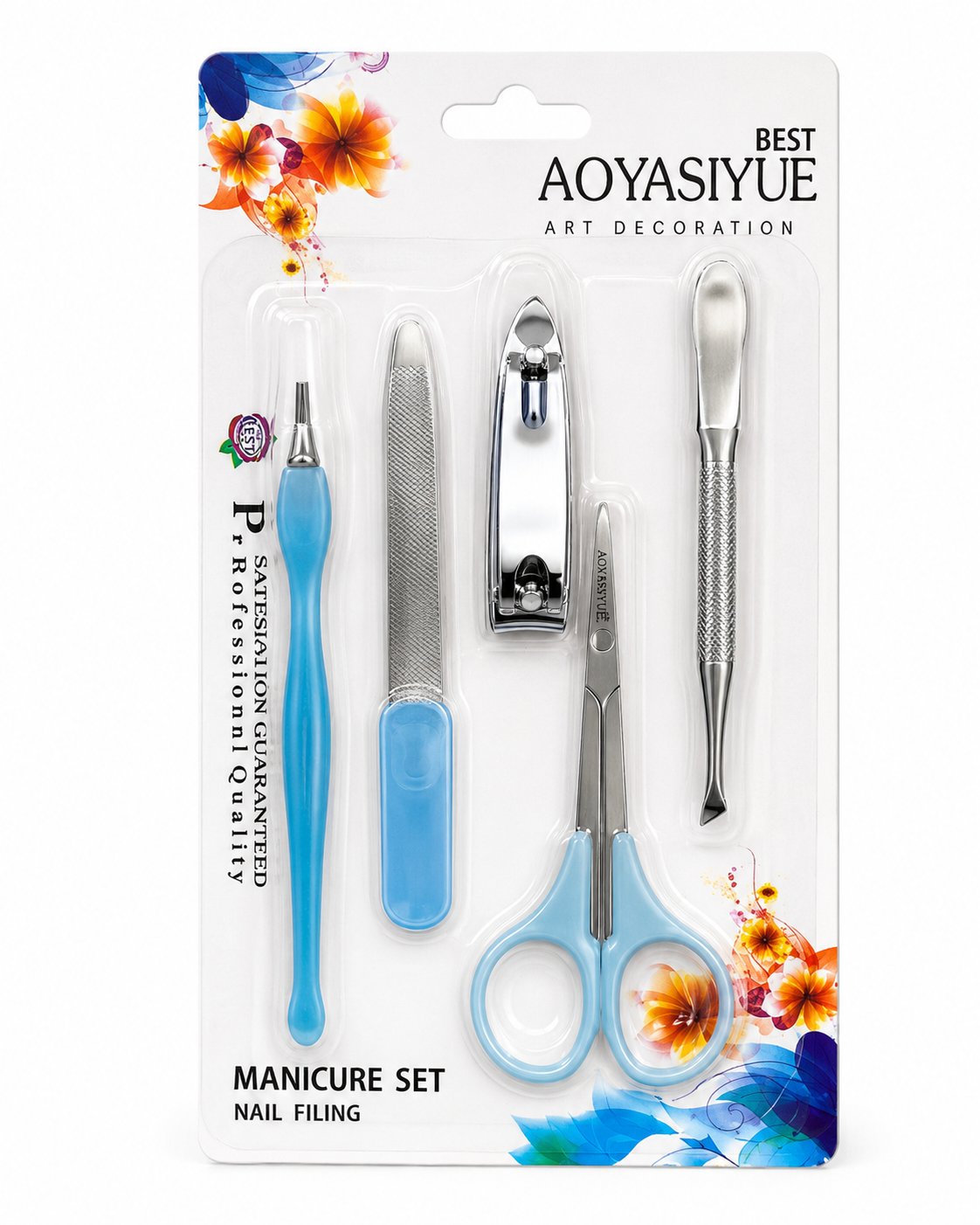 Kits Manicure 5 Peças - Aparador De Cutícula Lixa Pinça