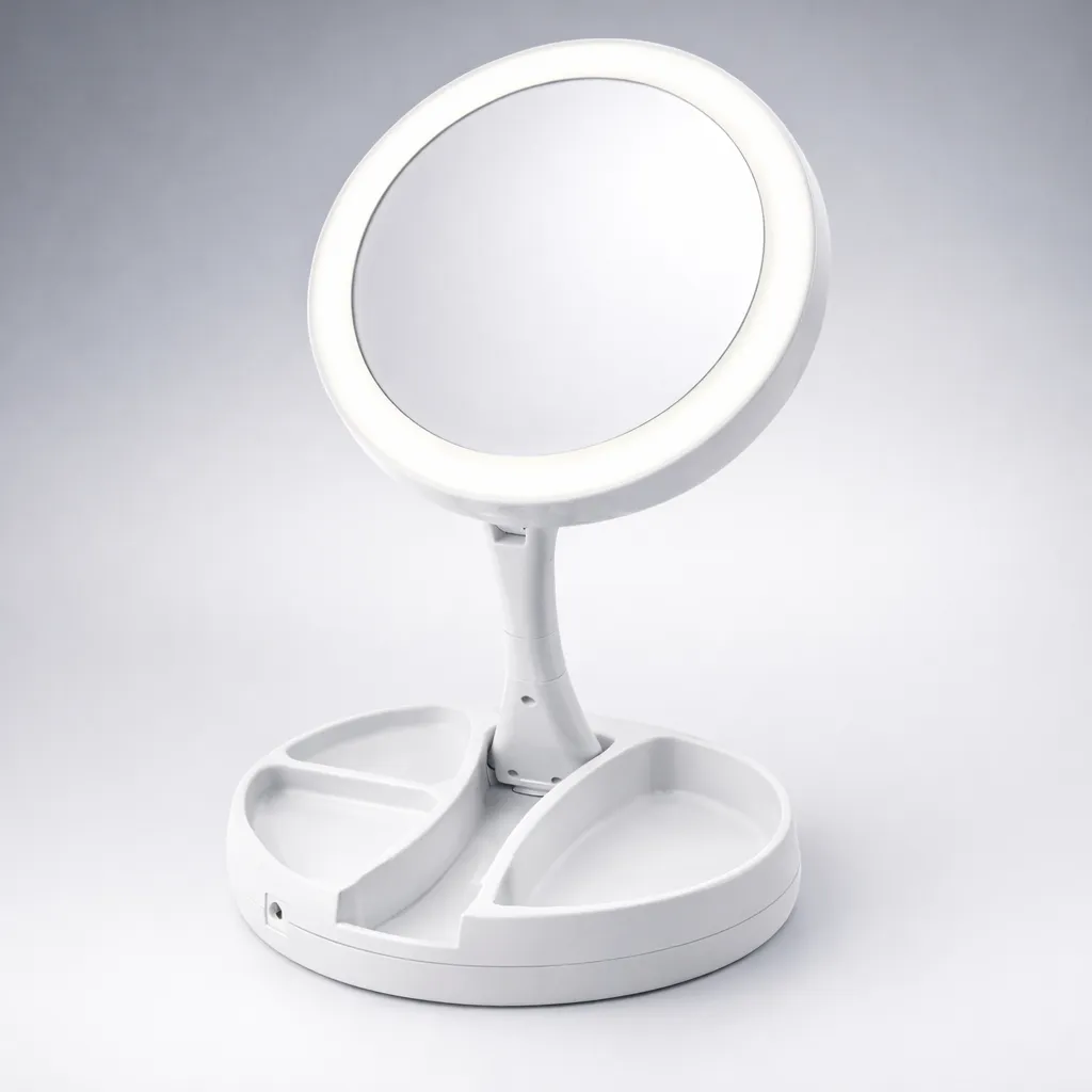 Espelho Led Maquiagem 10x Lupa Dupla Face Dobrável