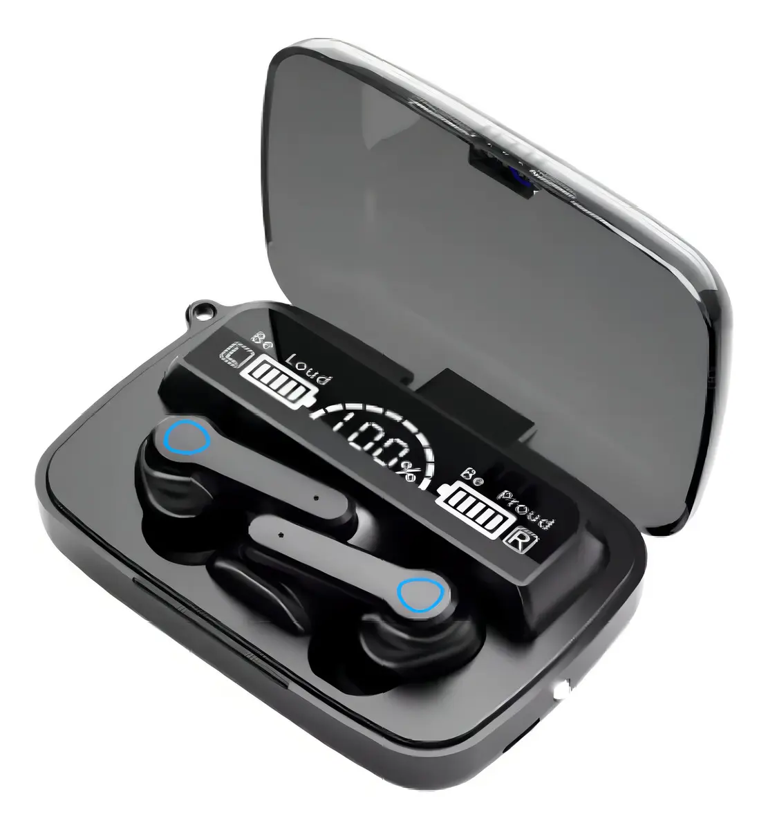 Fone Bluetooth M19 V5.3 In-ear Preto com Indicador Digital e 5h de Bateria