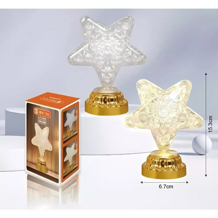 Luminária de Mesa Cristal em Formato de Estrela com Toque