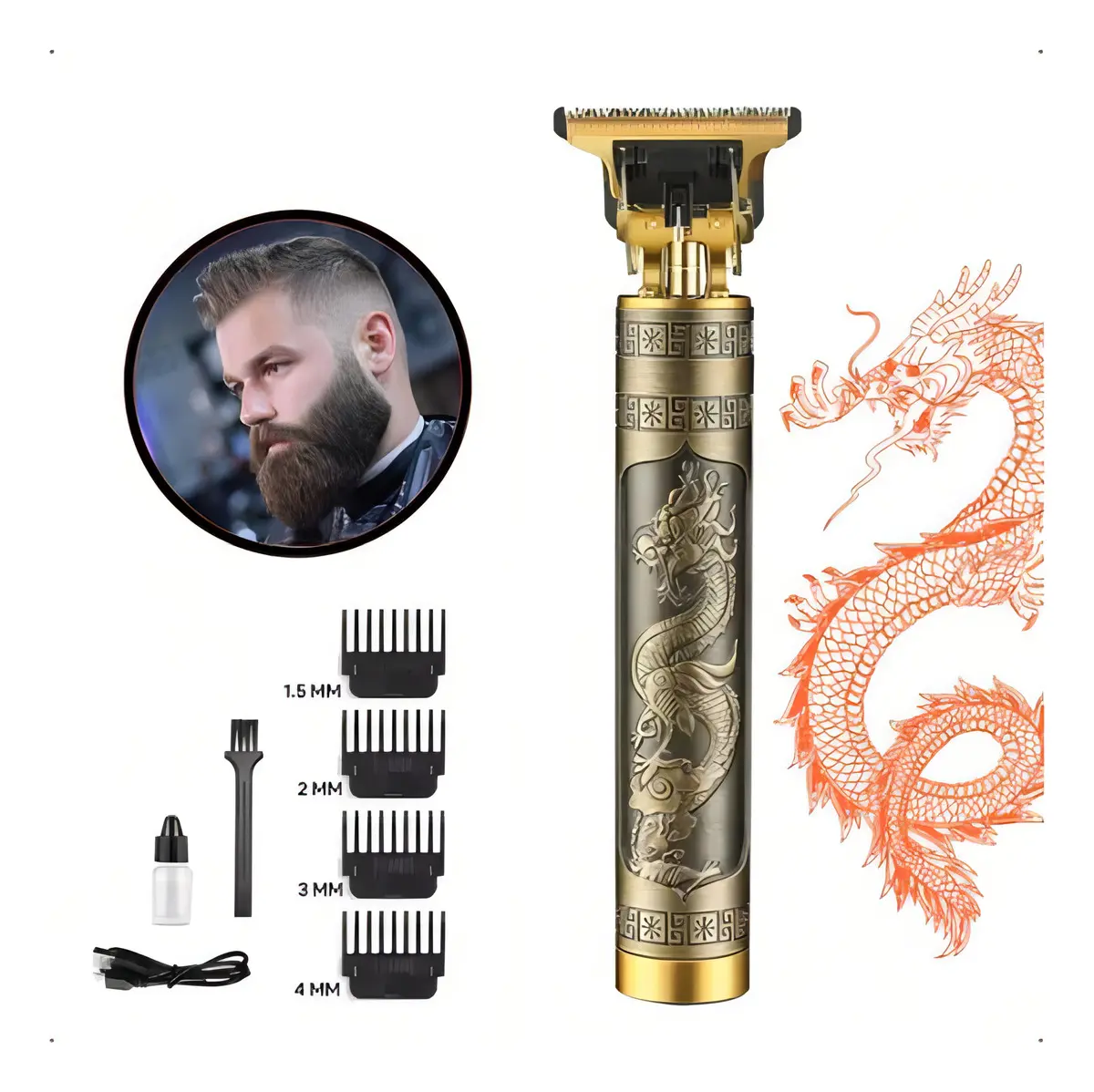 Máquina De Cortar Cabelo Fazer Barba Acabamento Dragão de Ferro
