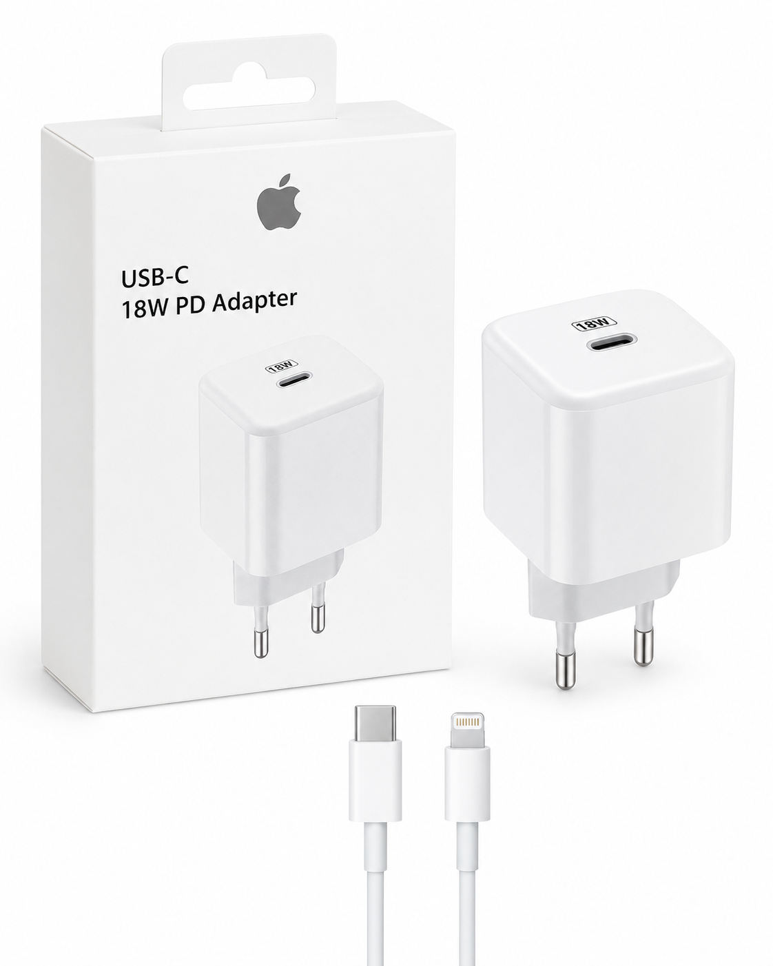 Carregador USB-C 18W PD com Cabo USB-C para Lightning