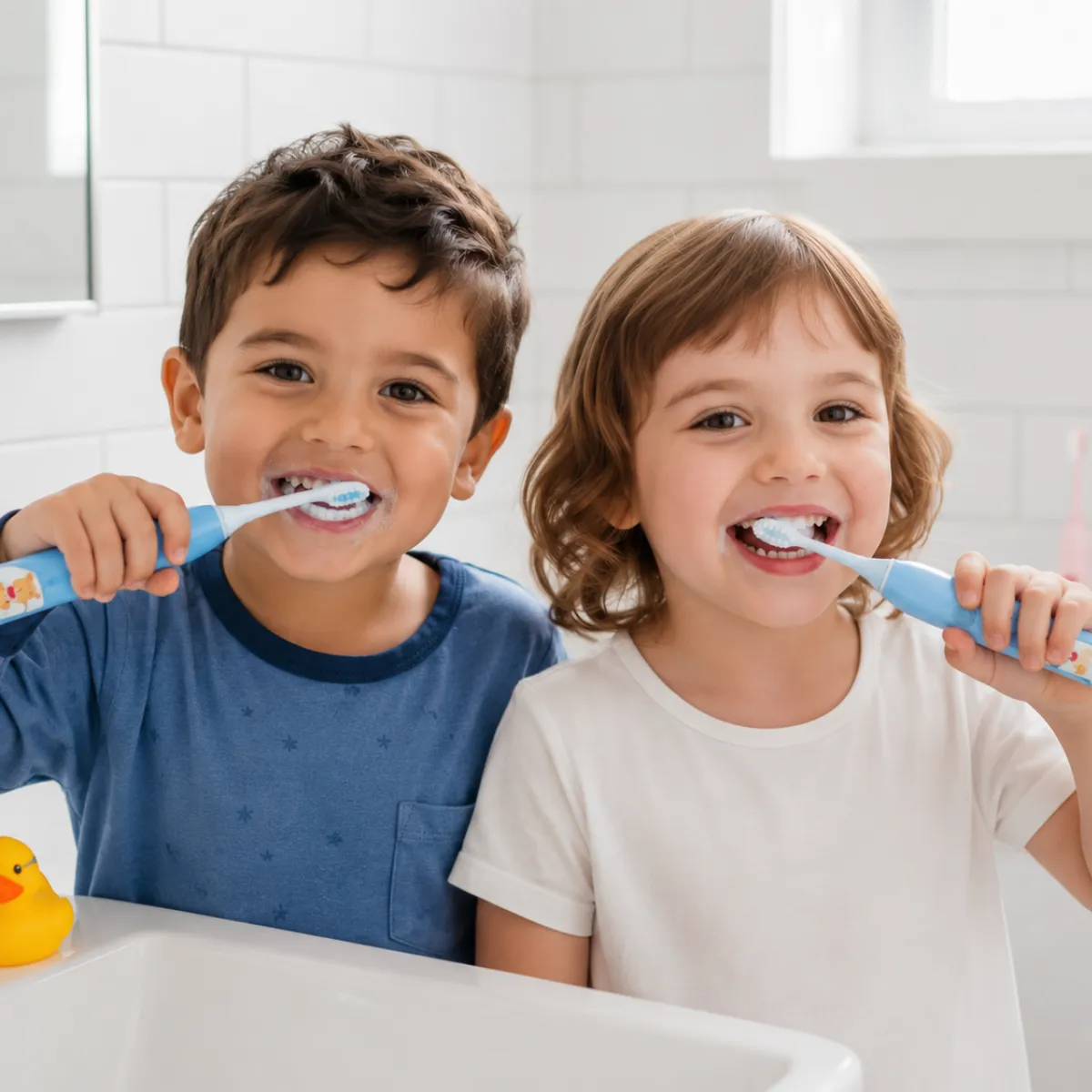 Escova de Dentes Elétrica Infantil Recarregável USB com 3 Refis