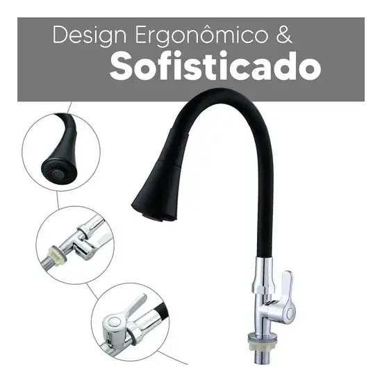 Torneira de Bancada Flexível com Bica Alta