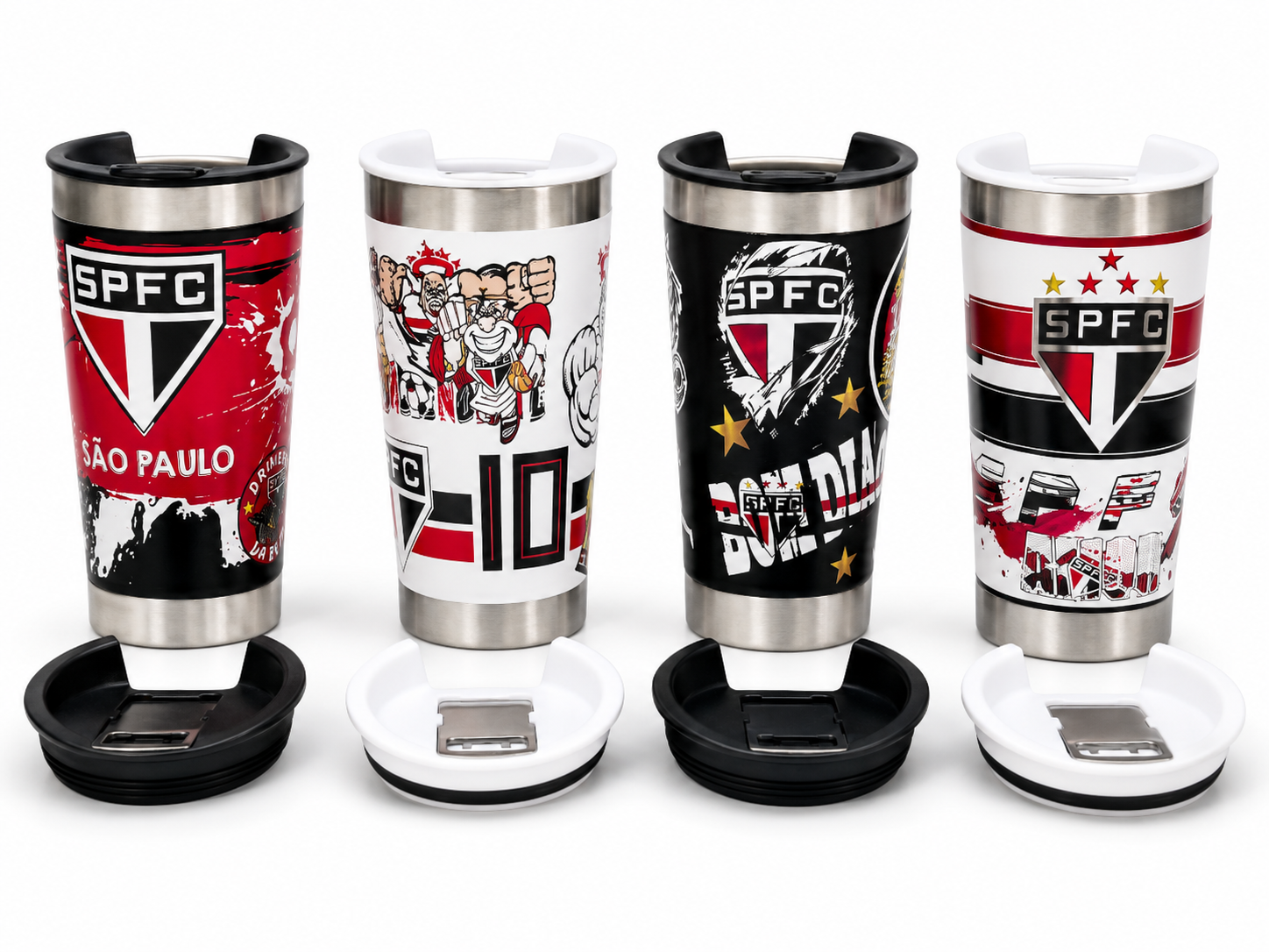 Copo Térmico de Time 470 ml com Tampa Tricolor