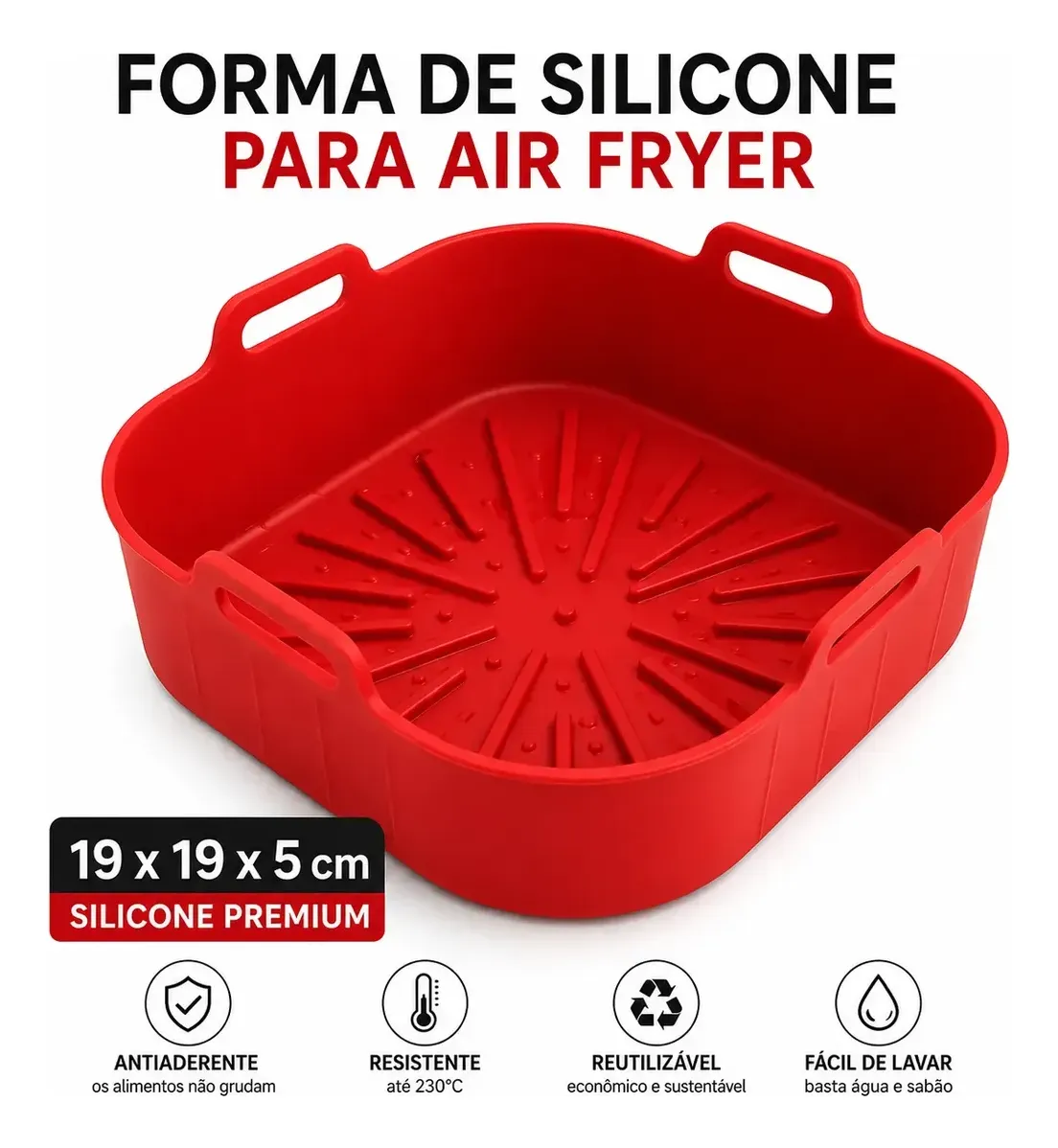Forma de Silicone para Air Fryer 19 × 19 × 5 cm