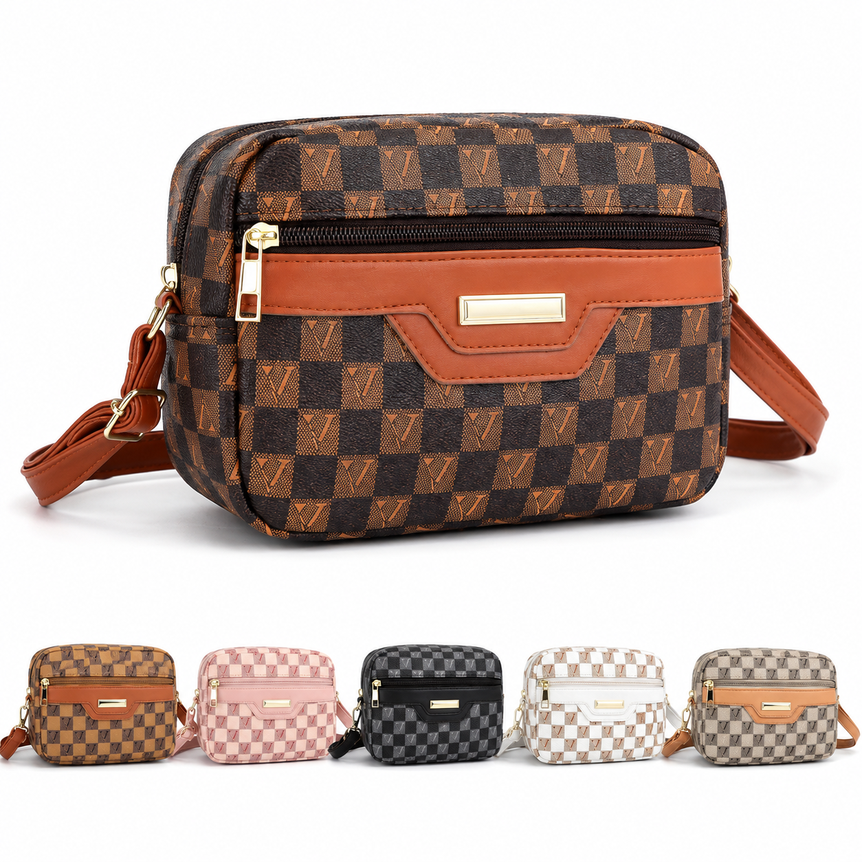 Bolsa Transversal Feminina Xadrez