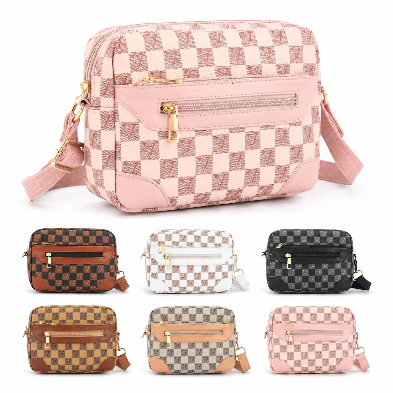 Bolsa Transversal Feminina Xadrez