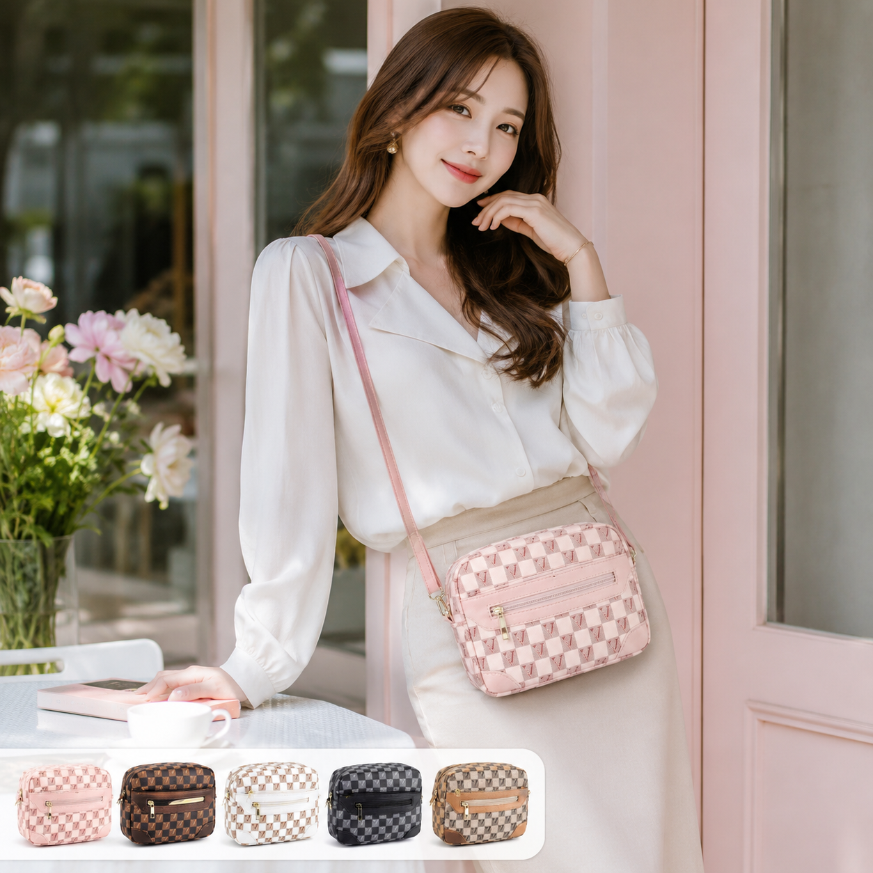 Bolsa Transversal Feminina Xadrez
