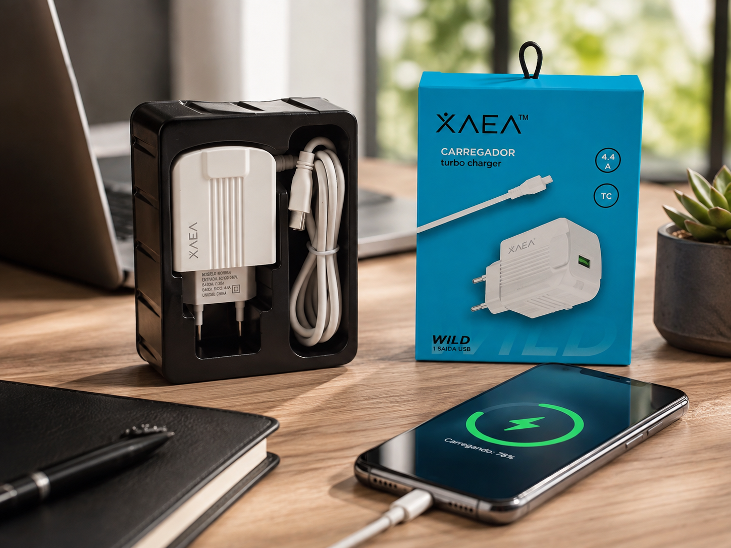 Carregador Turbo USB 1 Porta com Cabo USB-C