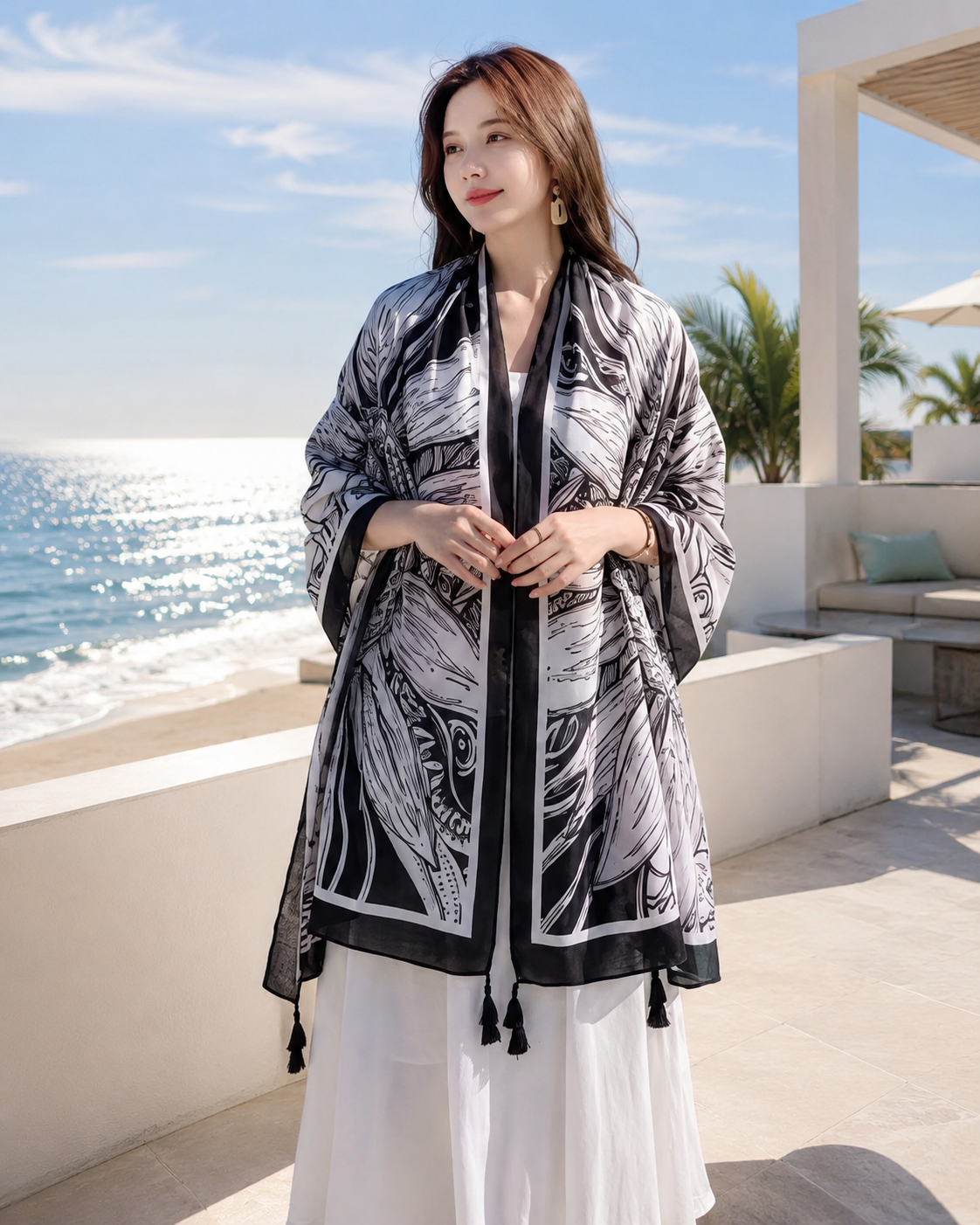 Lenço Feminino Estampado Grande 85 x 200 cm