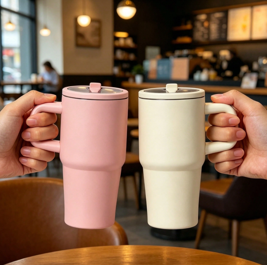 Copo Térmico com Alça e Canudo 500ml