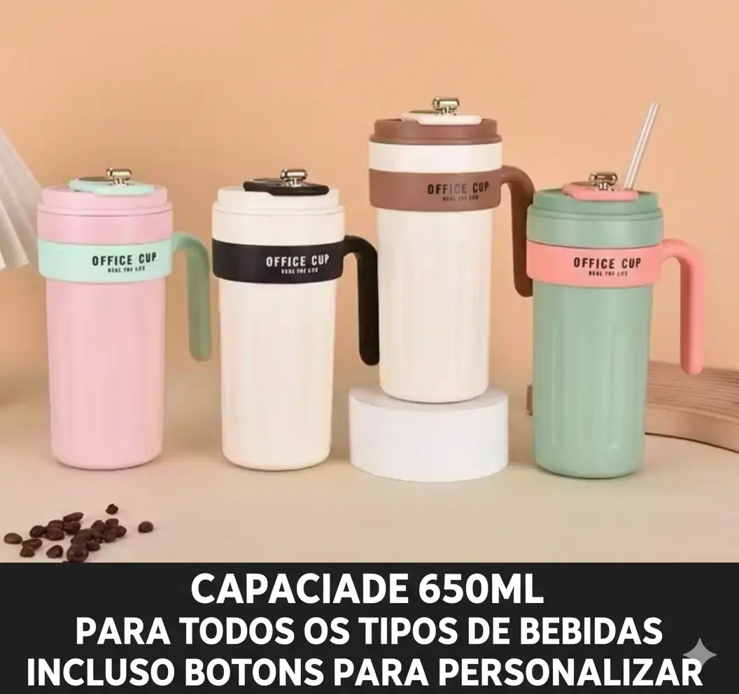 Copo Térmico 650ml com Alça e Display Digital de Temperatura