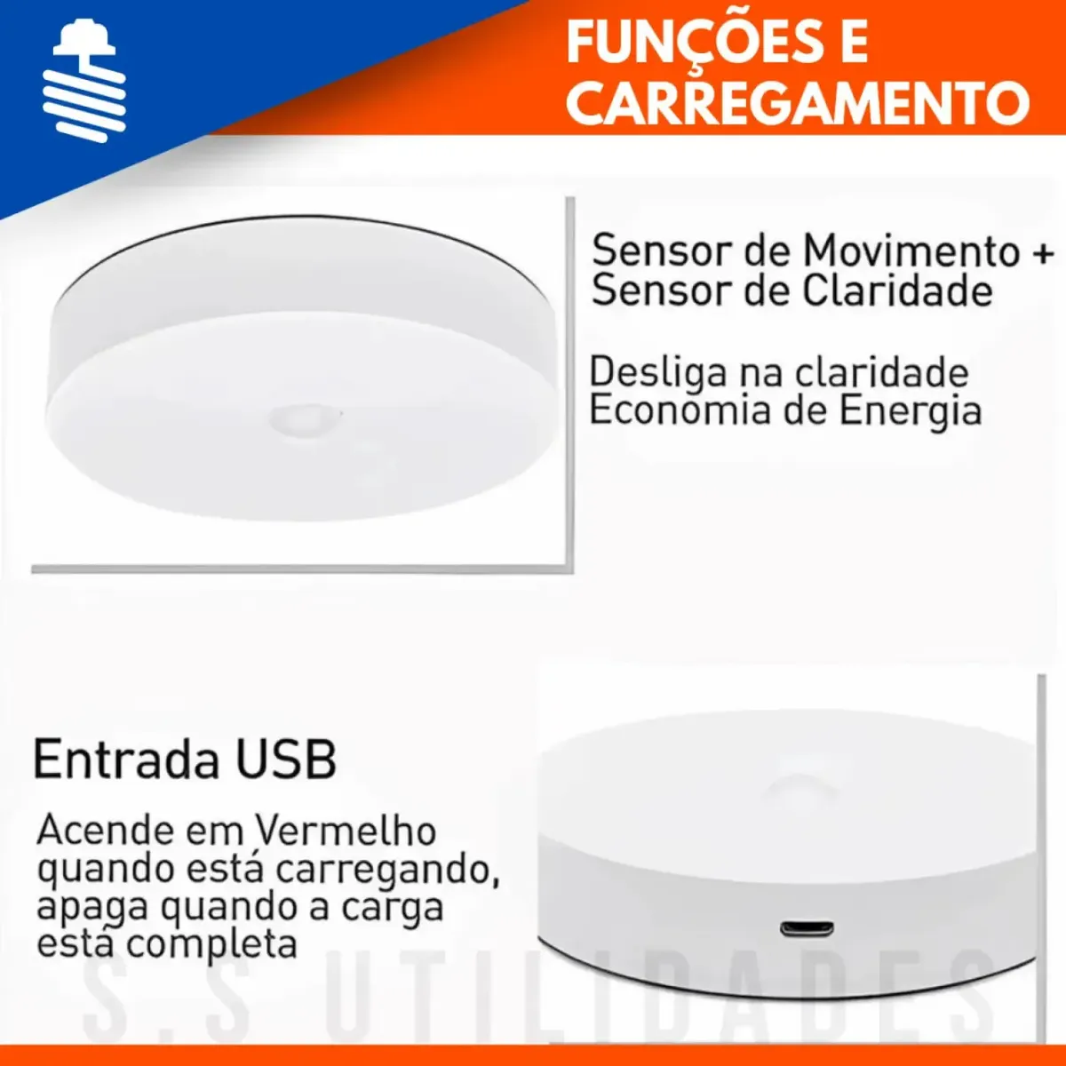 Mini lâmpada noturna LED com sensor