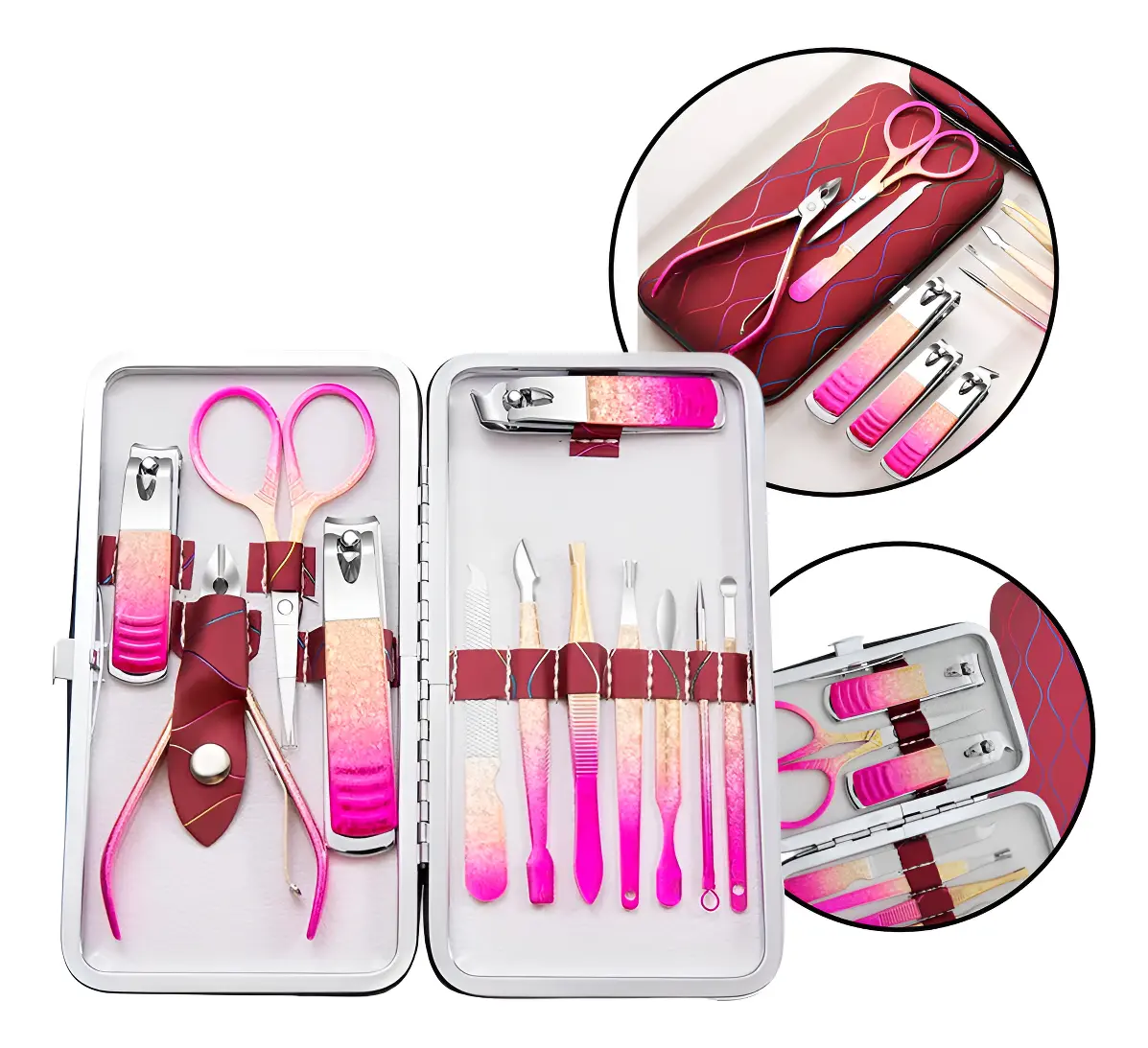 Kit manicure e pedicure com 12 peças