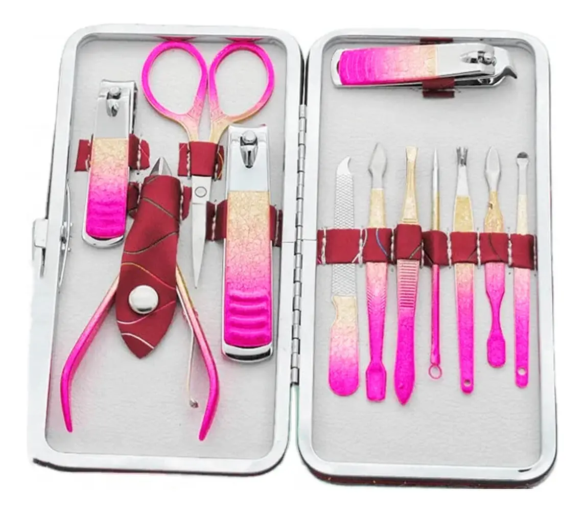 Kit manicure e pedicure com 12 peças