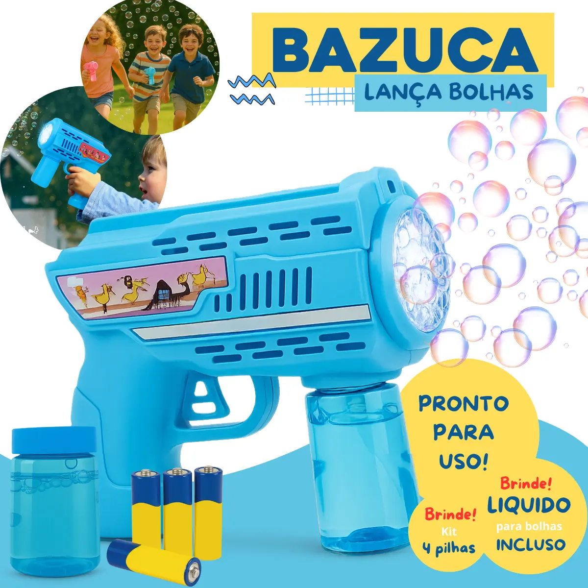Pistola de bolhas de sabão infantil